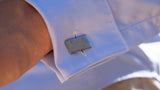 Stainless Damascus Steel Cuff link and Tie clip set